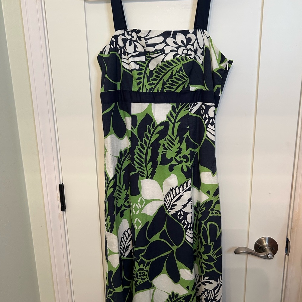 Vintage New York & Company Black and Green Floral Dress